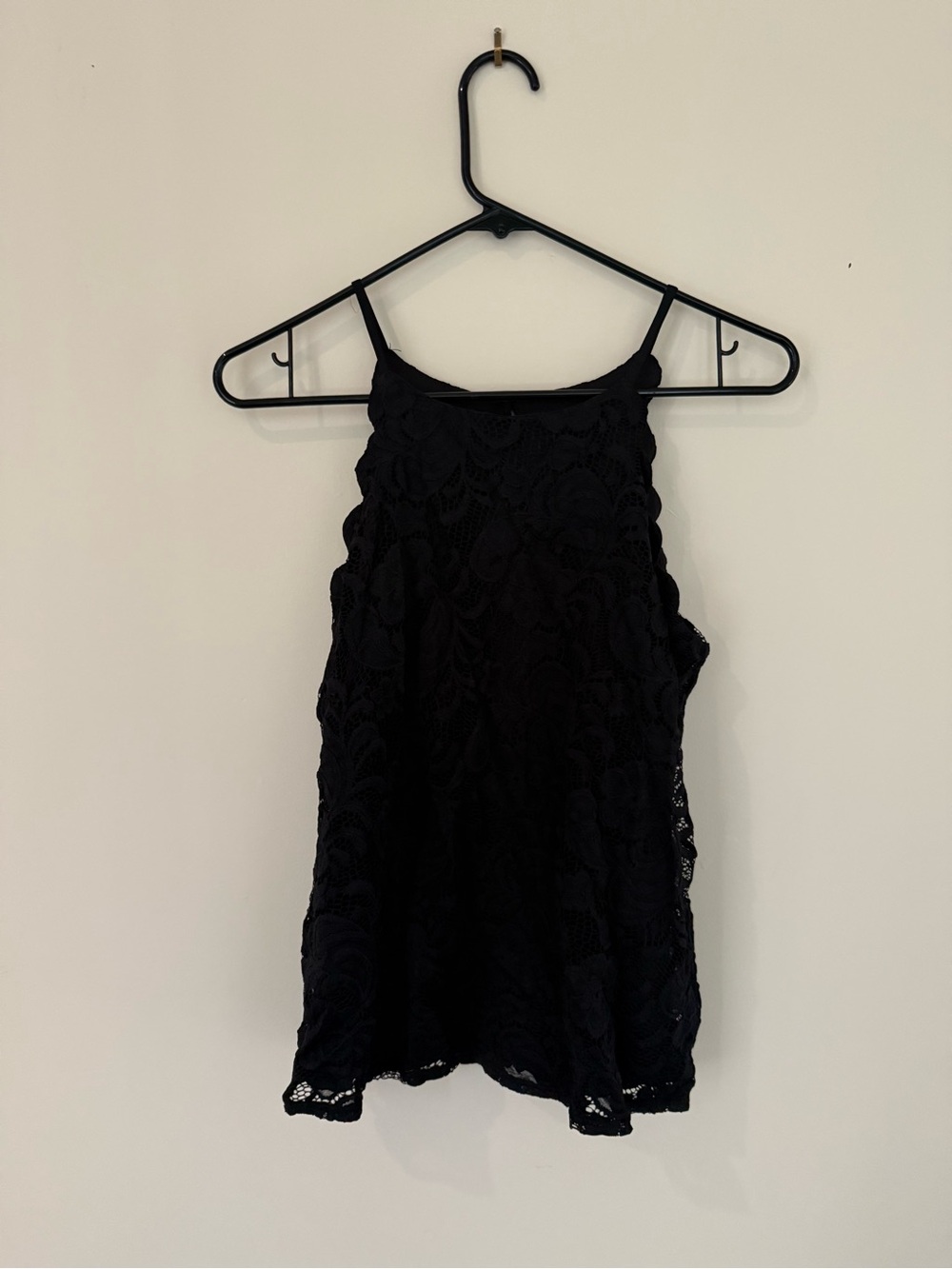 Black Lace Halter Tank Top